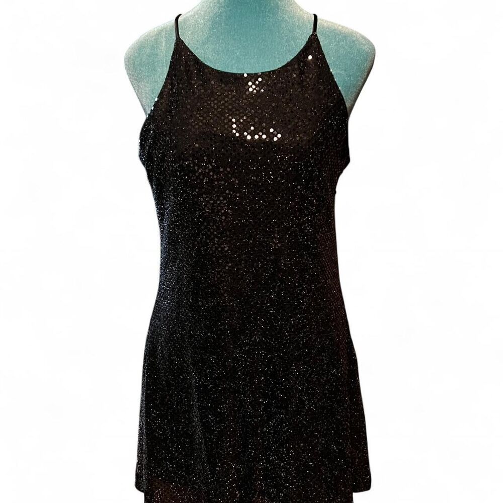 Vintage Women's‎ Betsy & Adam Black Sequin Mini Dress Size Small
